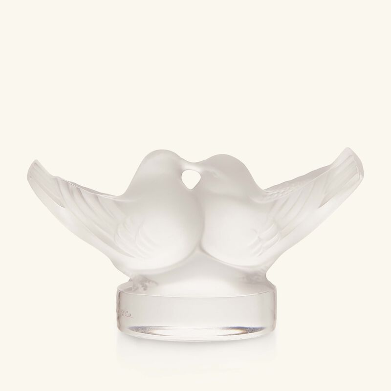 لاليك منحوتة على شكل زوج من طيور الحب صغيرة شفافة