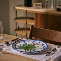 les ottomans ottomans palm dinner plate round blue 28cm