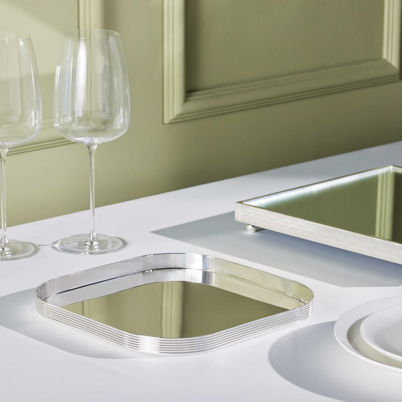 christofle k t serving tray square small silver plated