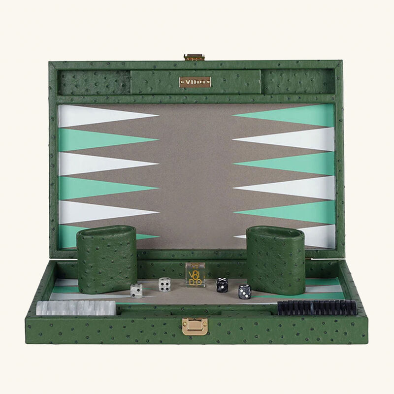 vido forest green ostrich backgammon set