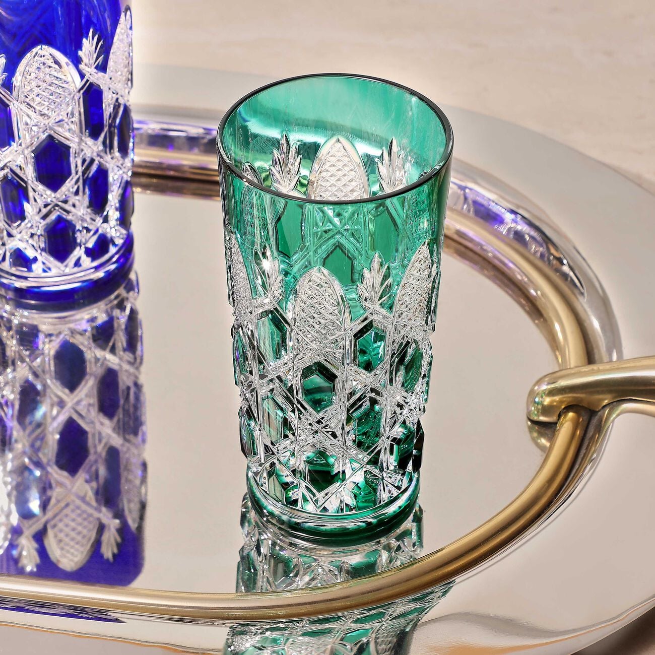 baccarat tsar highball drinking glass green