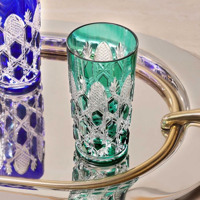 baccarat tsar highball drinking glass green