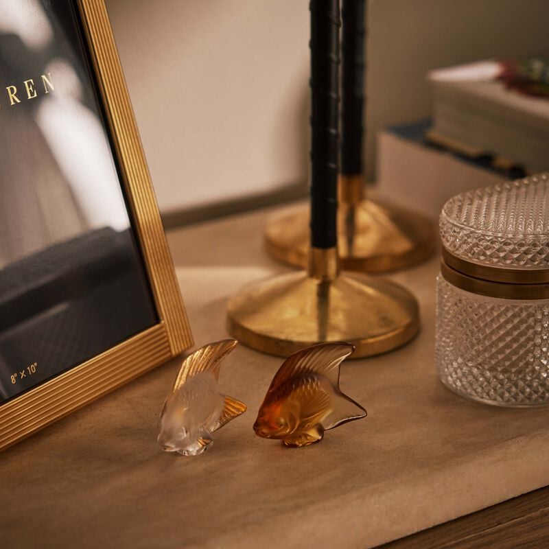 Fish Figurine Mini Clear & Gold lalique fish figurine mini clear gold