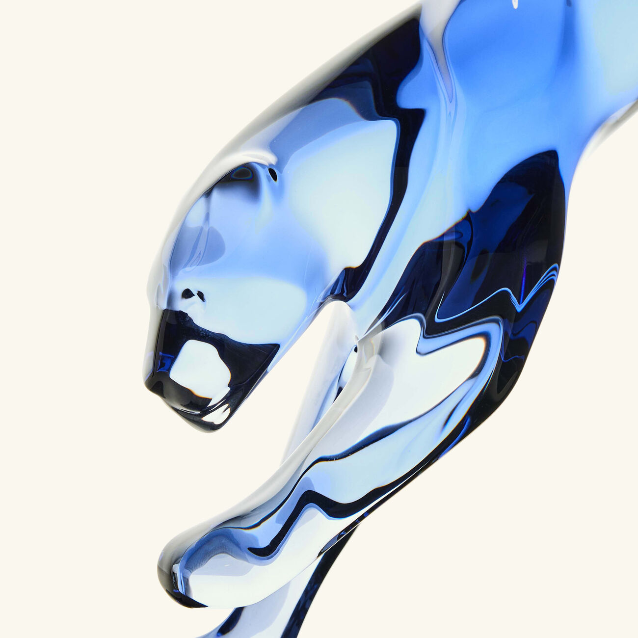 baccarat panther the leap sculpture medium blue