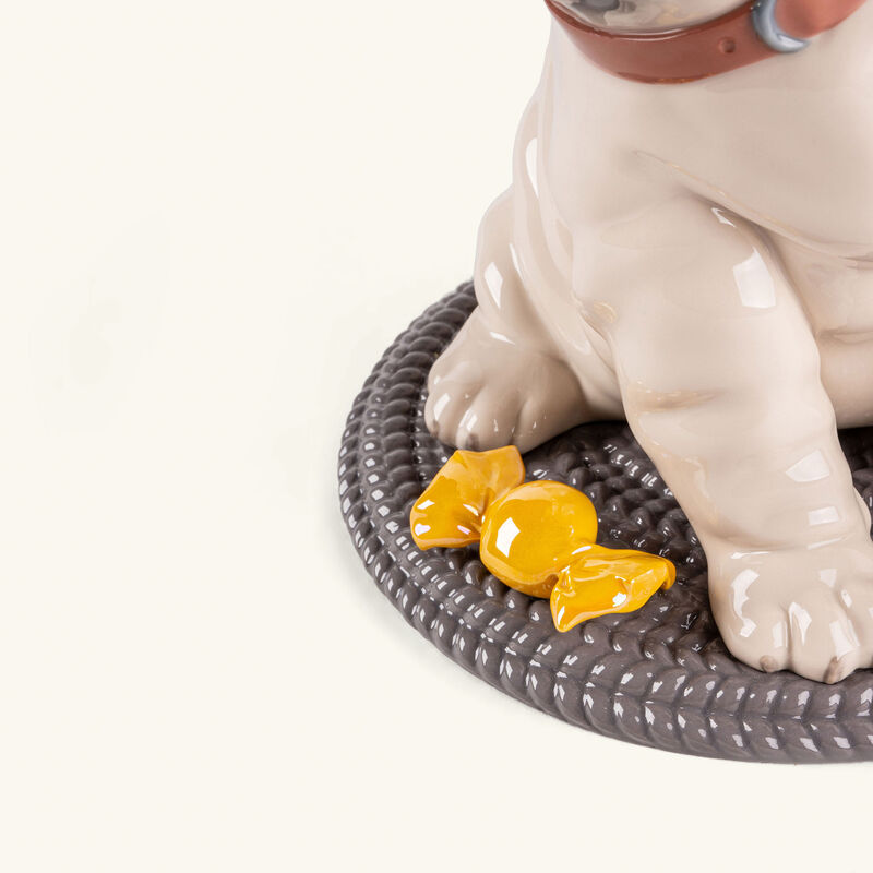 lladro puppie pug sculpture medium white