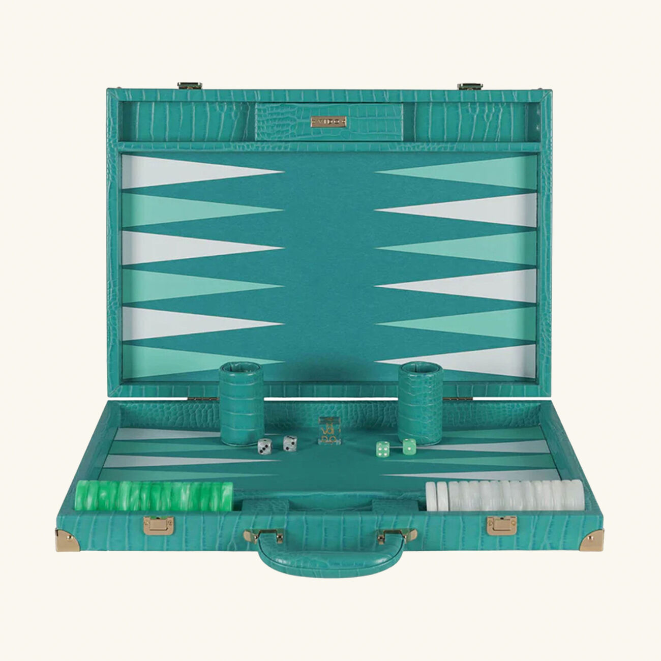 vido teal alligator backgammon set