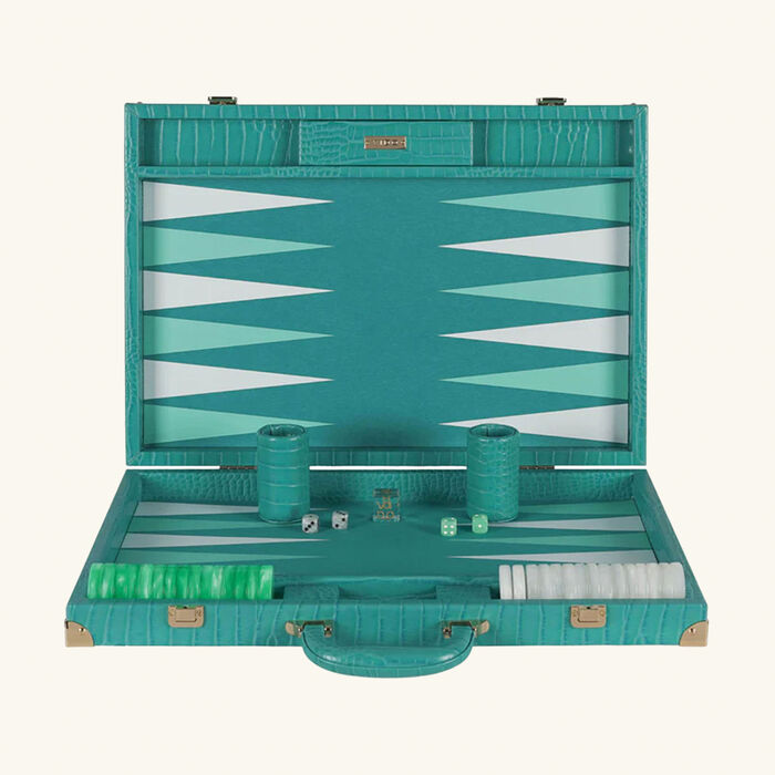 vido teal alligator backgammon set