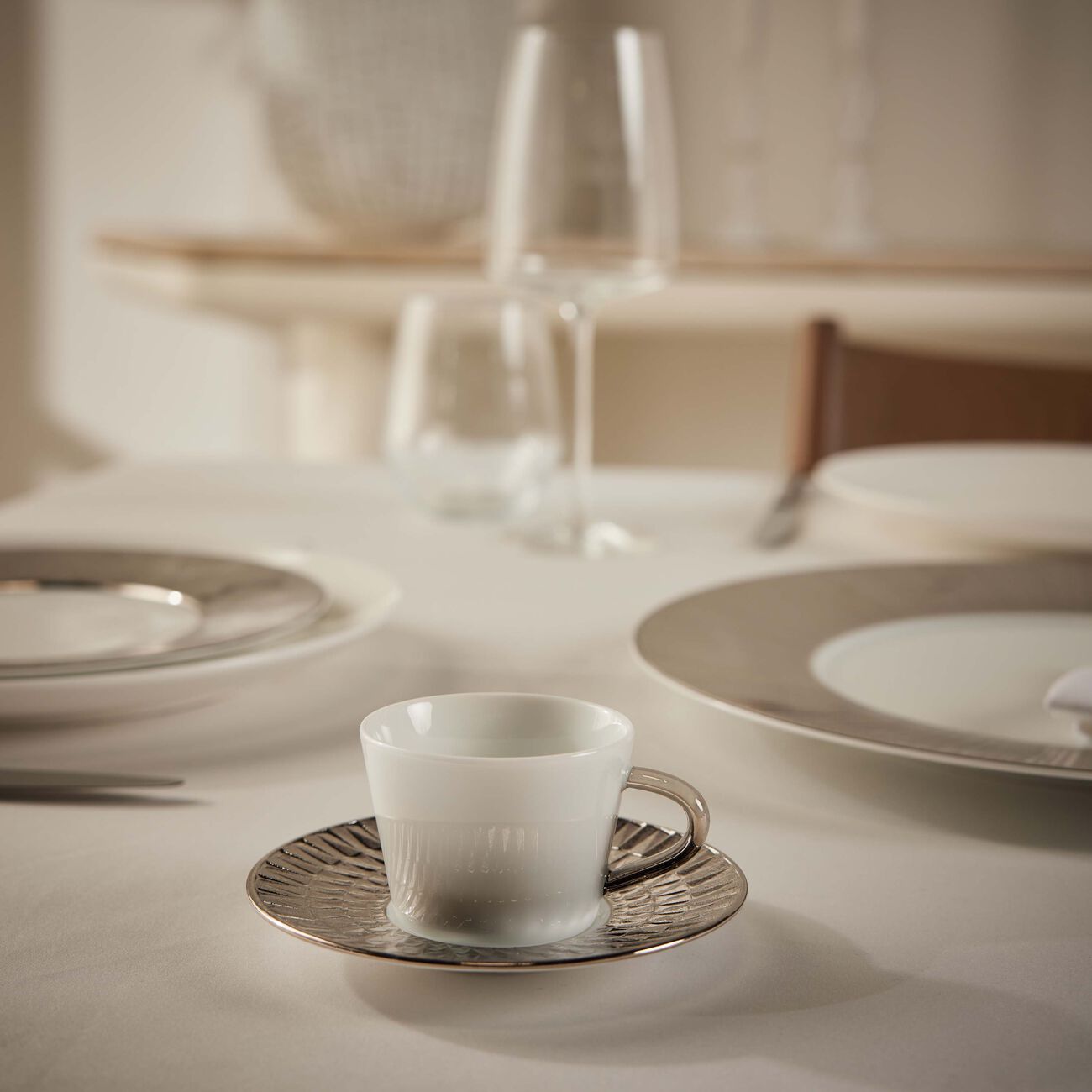 Twist Platine Espresso Cup and Saucer Set Silver 2oz bernardaud twist platine espresso cup and saucer set silver 2oz