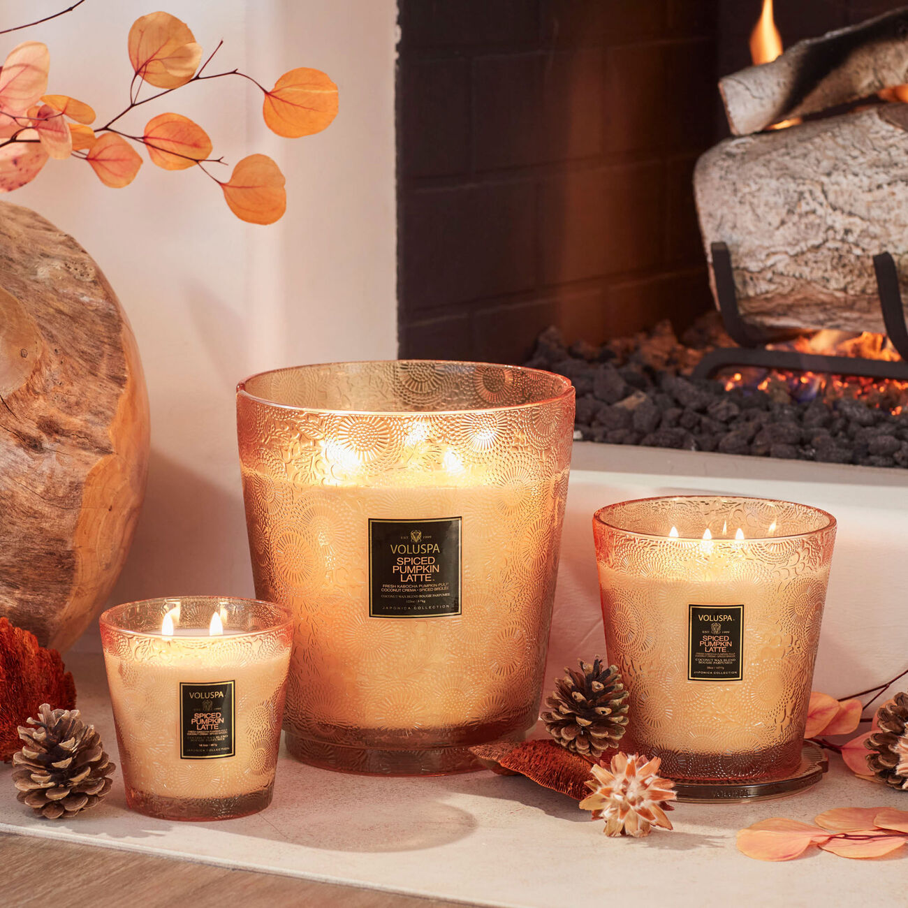 voluspa spiced pumpkin latte 3 wick hearth candle