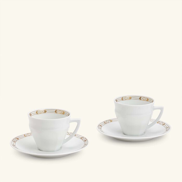 باكارا طقم تاليران المؤلف من فنجانين للقهوة مع صحنيهما باللون الذهبي