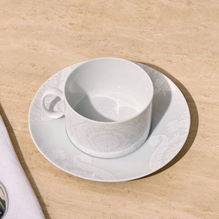 Barocco'92 Bianco Tea Cup & Saucer White versace barocco 92 bianco tea cup saucer white