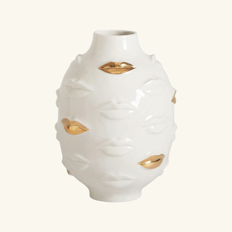 Gilded Gala Round Vase Medium White jonathan adler gilded gala round vase medium white