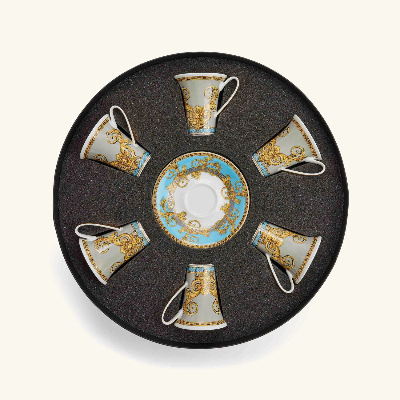 فيرساتشي طقم برستيج جالا مؤلف من 6 فناجين للقهوة مع صحونها باللون الأبيض