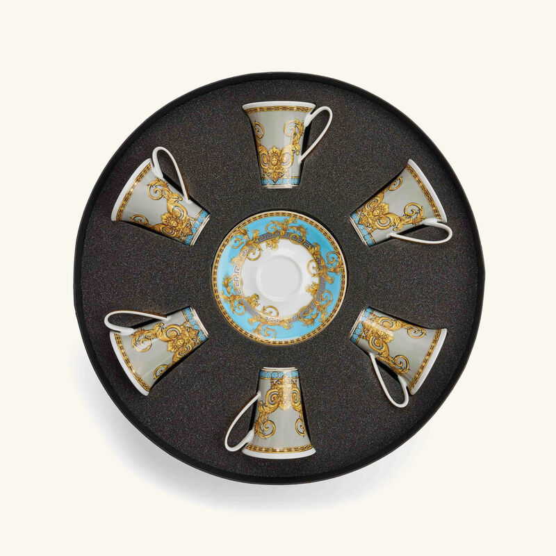 فيرساتشي طقم برستيج جالا مؤلف من 6 فناجين للقهوة مع صحونها باللون الأبيض