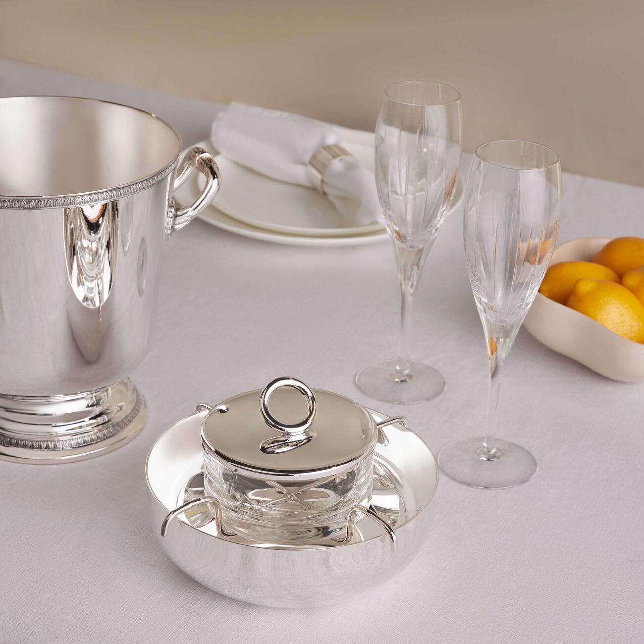 christofle vertigo caviar serving set silver plated