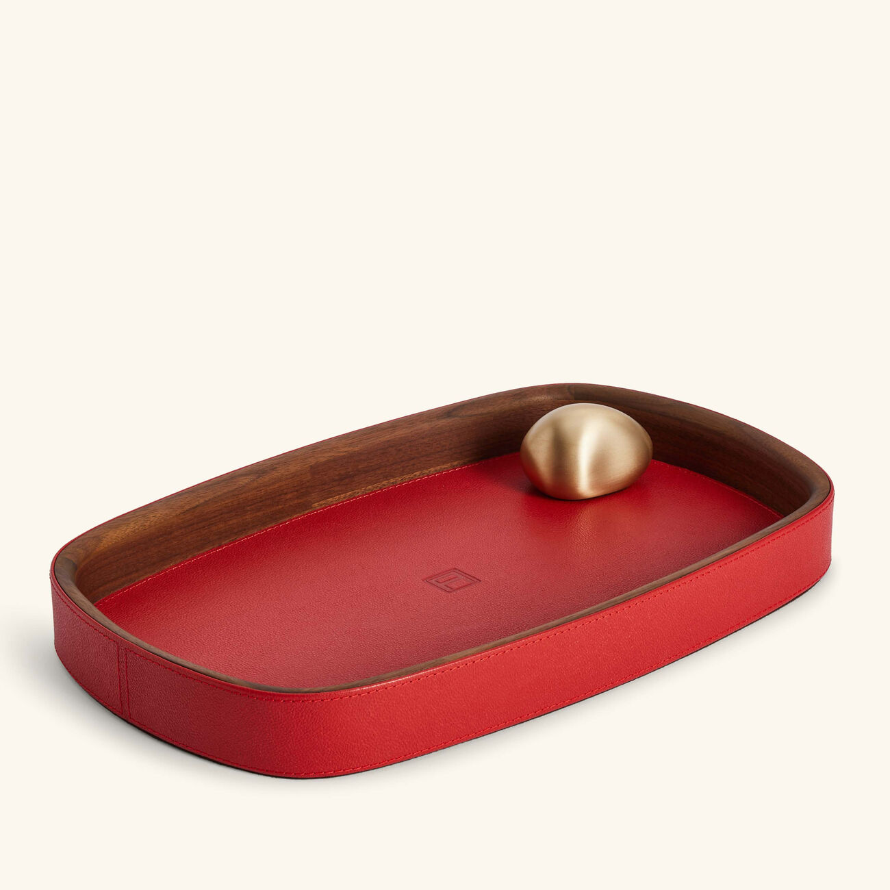 assouline pebble trinket tray rectanglular small red