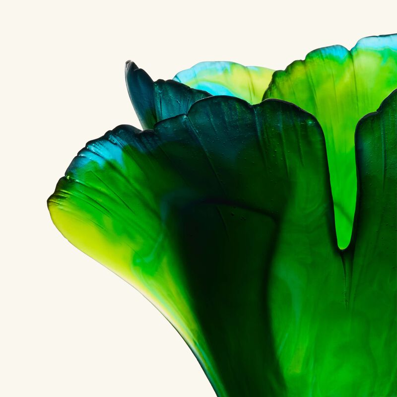 daum ginkgo vase medium green