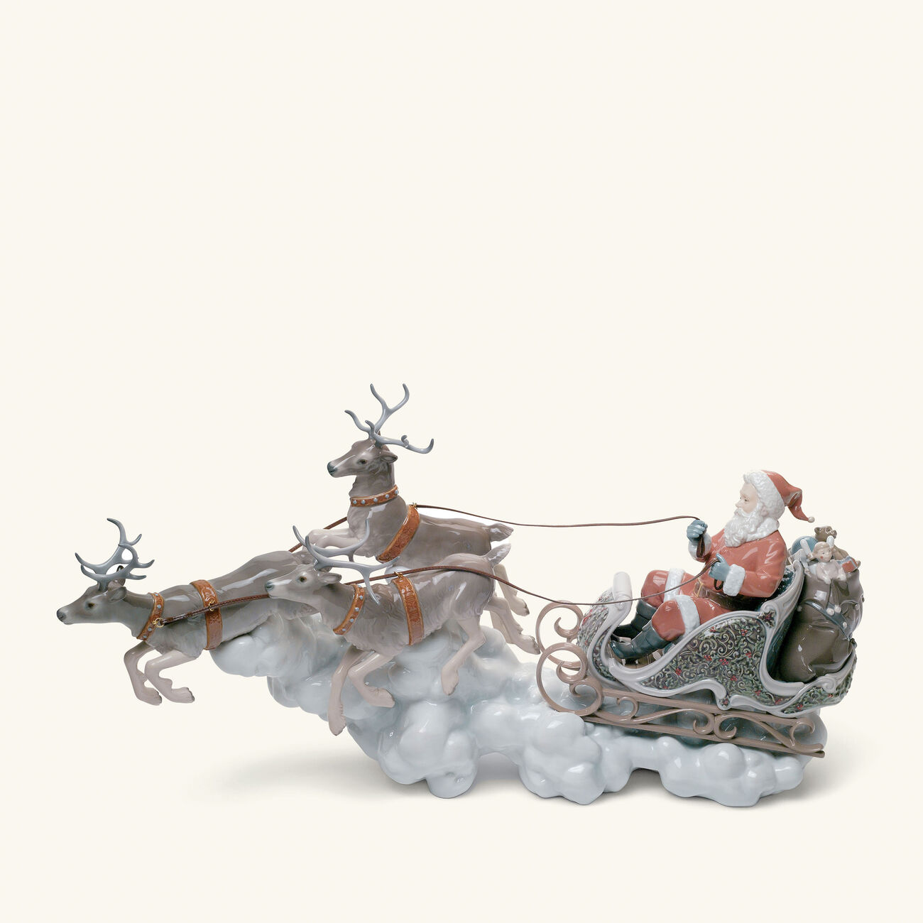 Santa's Midnight Ride Sleigh Sculpture Medium White lladro santa s midnight ride sleigh sculpture medium white