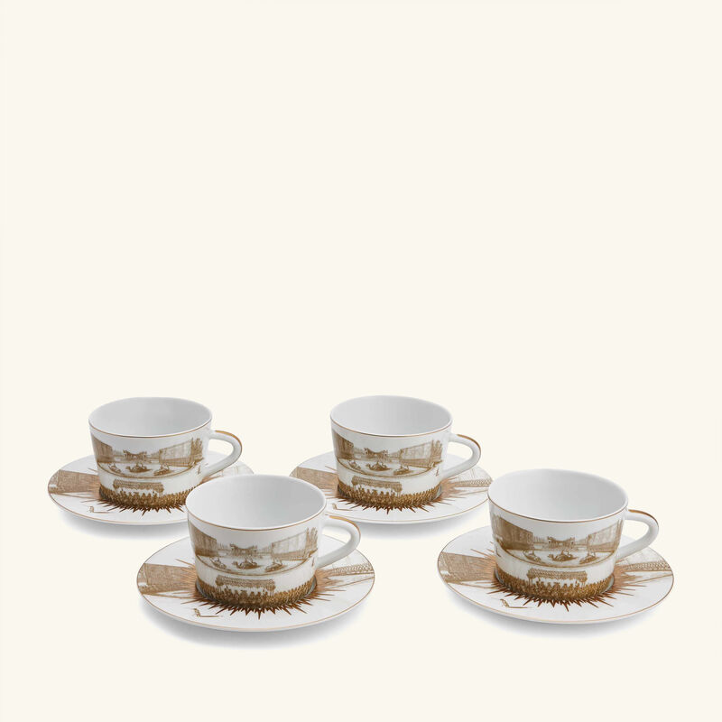 Versailles Enchante Tea Cup & Saucer Gold Set Of 4 bernardaud versailles enchante tea cup saucer gold set of 4