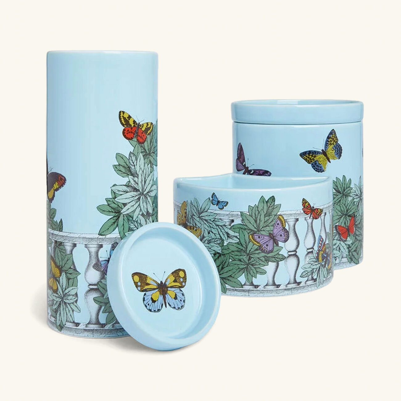 fornasetti farfalle e balaustra candle set of 3