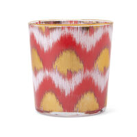 Ikat Red And Gold Glass Tumbler, small