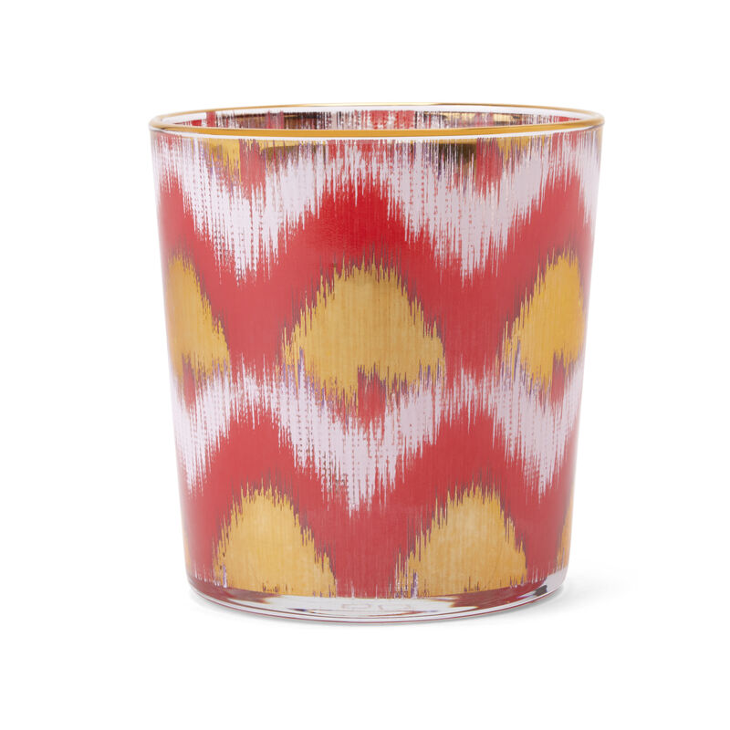 Ikat Red And Gold Glass Tumbler, large