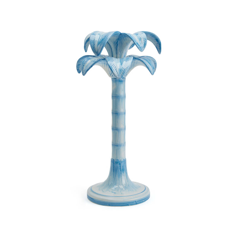 Palm Trees Candle Holder - Blue - Large, large