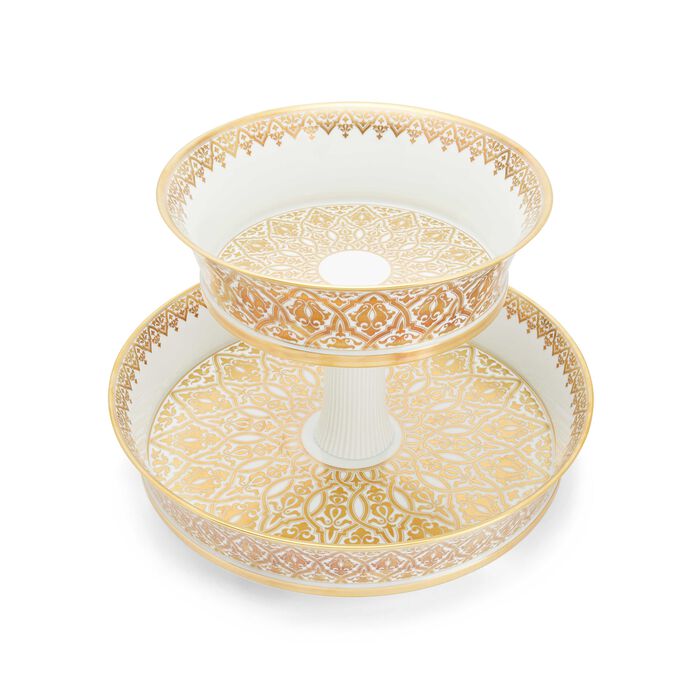 Sol Cake Stand 2 Tiers Gold bernardaud sol cake stand 2 tiers gold
