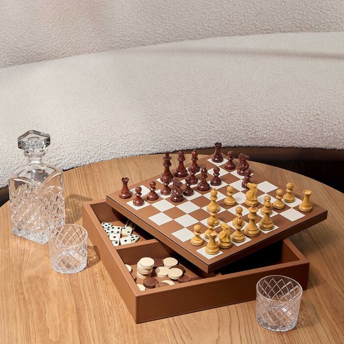 giobagnara triple game box chess draughts domino