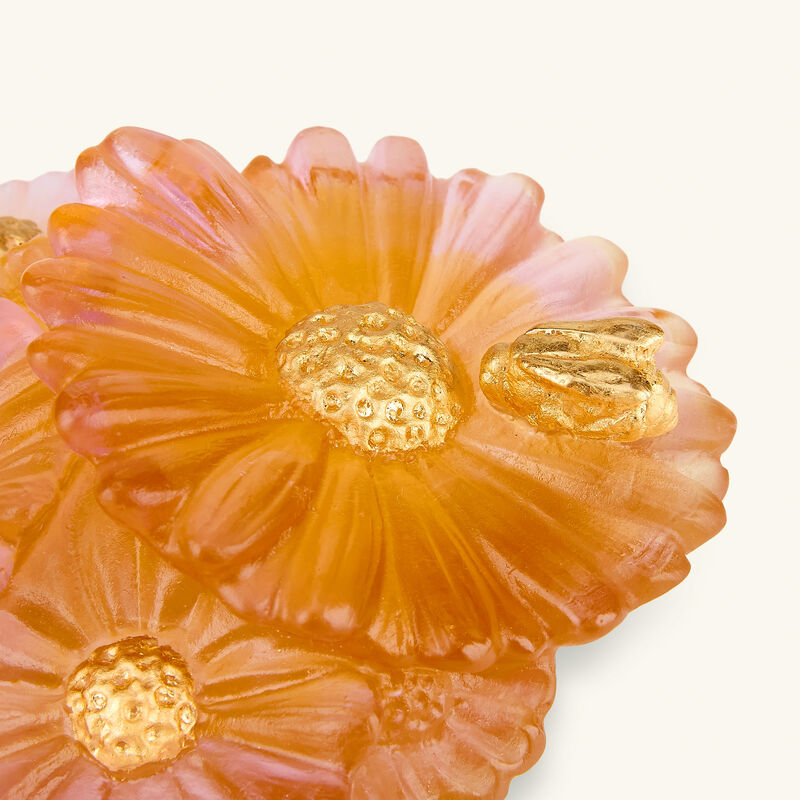 daum or d abeille flower figurine orange