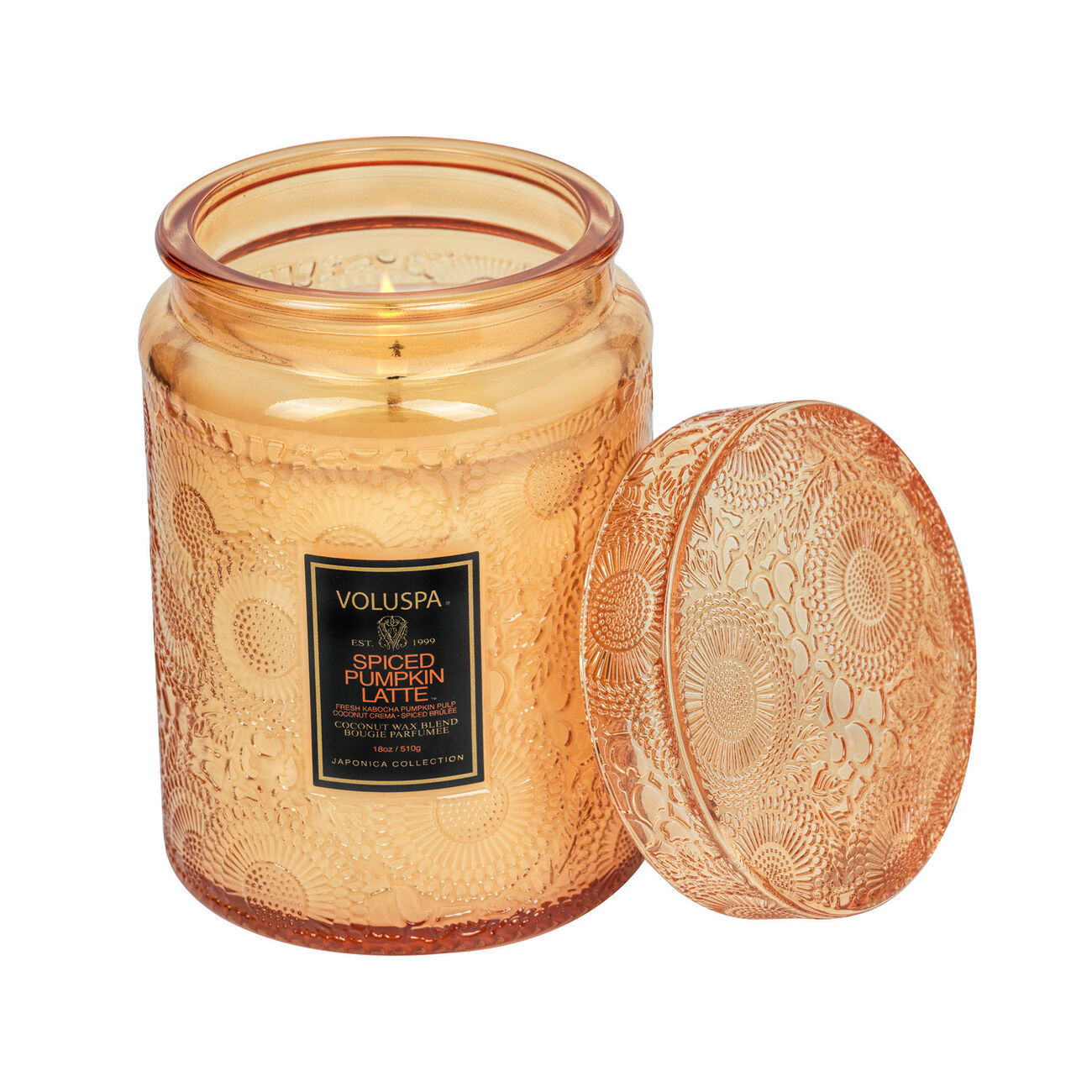 Spiced Pumpkin Latte Large Jar Candle With Glass Lid voluspa spiced pumpkin latte large jar candle with glass lid