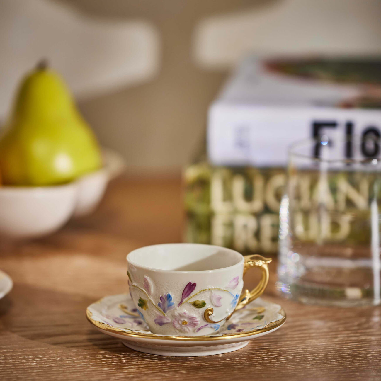 villari taormina tea cup   saucer white