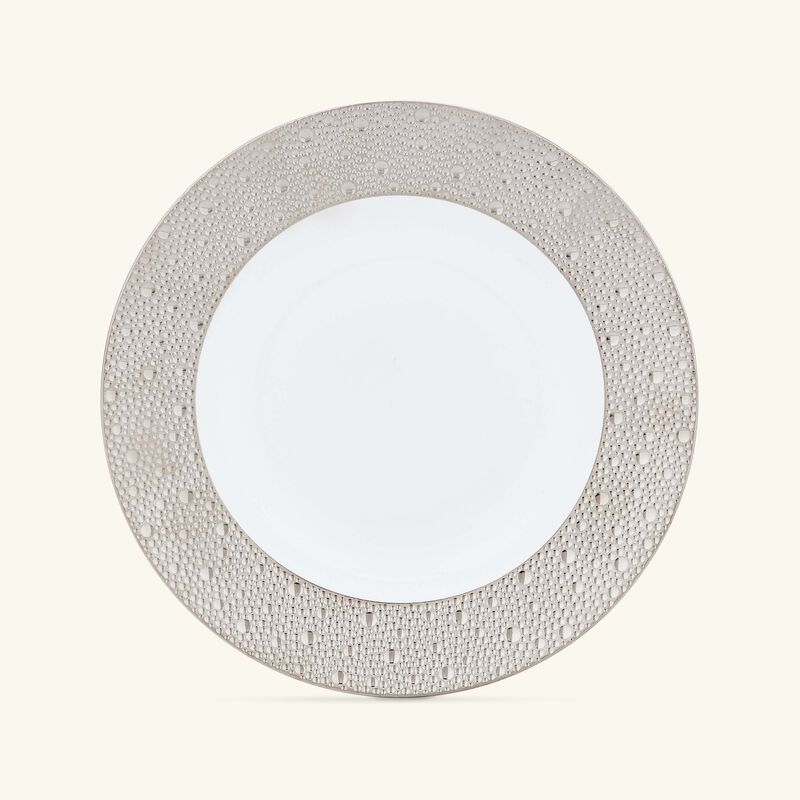 bernardaud ecume soup plate round silver 23cm