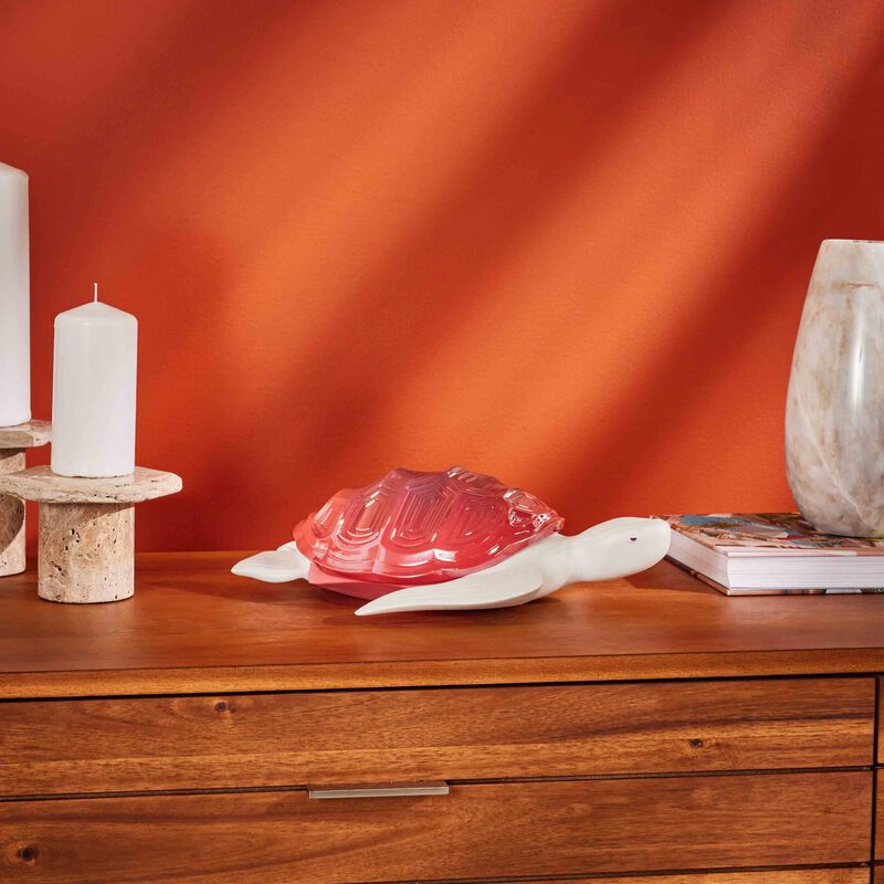 lladro turtle sculpture medium red