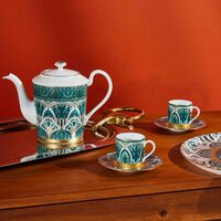 هافيلاند طقم ريف دو نيل المؤلف من 4 فناجين للقهوة مع صحونها باللون الأخضر