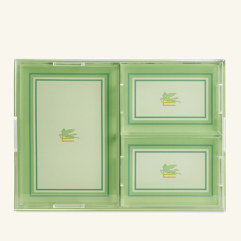 etro pegaso tray rectangular green set of 4