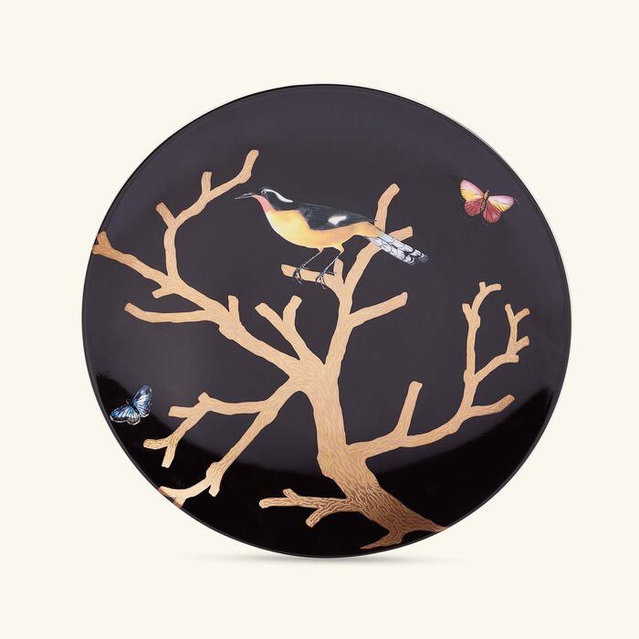 bernardaud aux oiseaux dinner plate round black 21cm set of 4