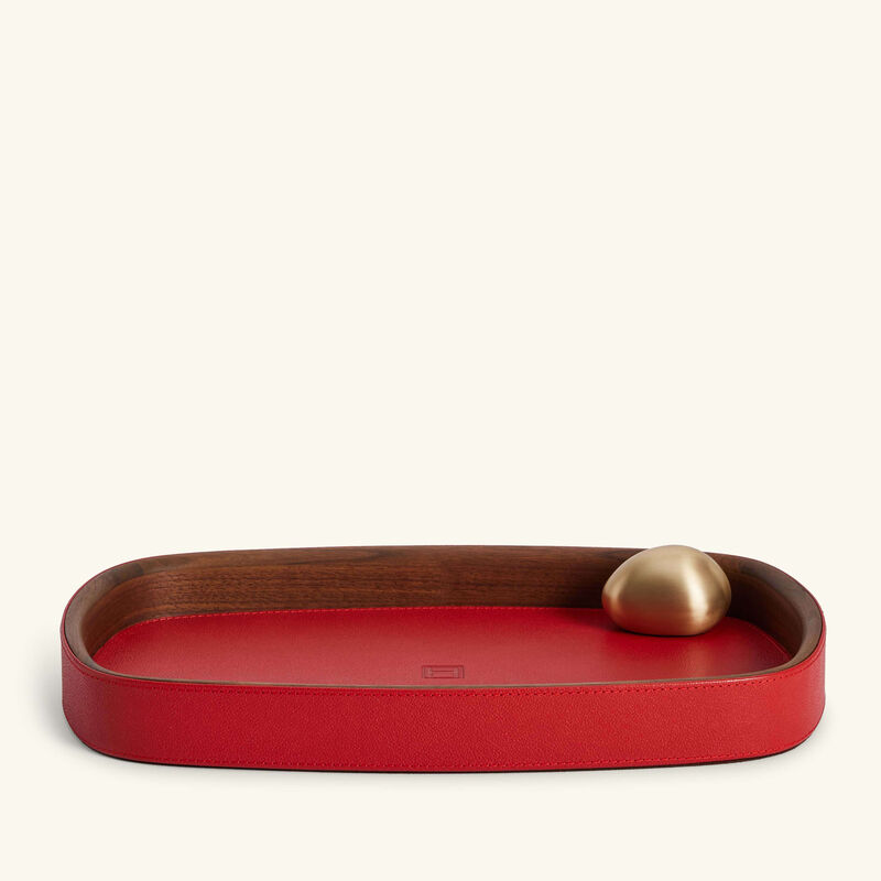 assouline pebble trinket tray rectanglular small red