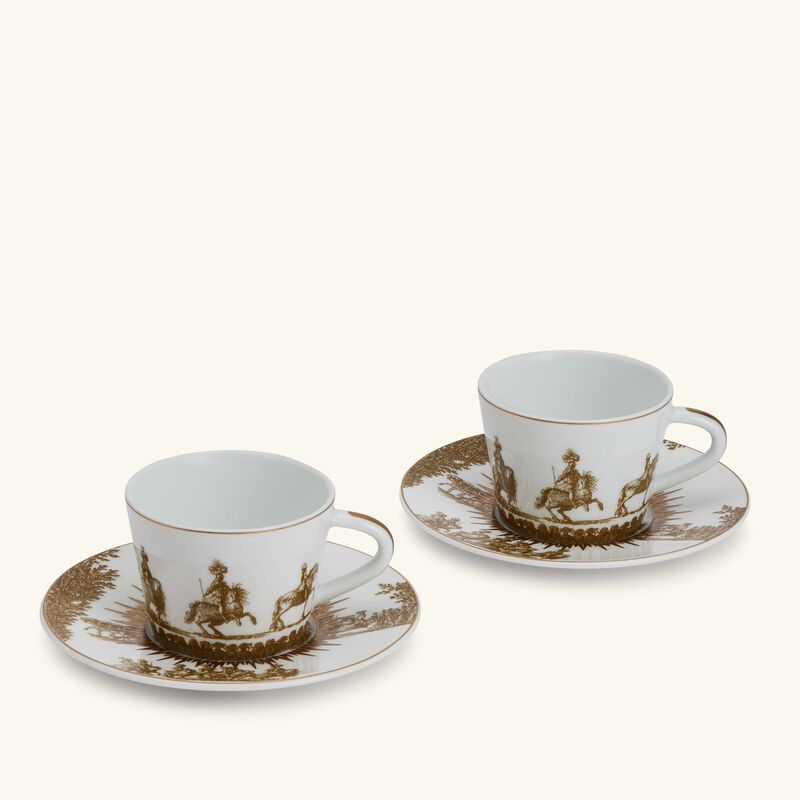 bernardaud versailles enchante coffee cup   saucer gold set of 2