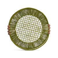 Green Raffia Straw Woven Tray – Large, small