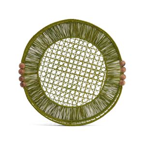 Green Raffia Straw Woven Tray – Large, medium