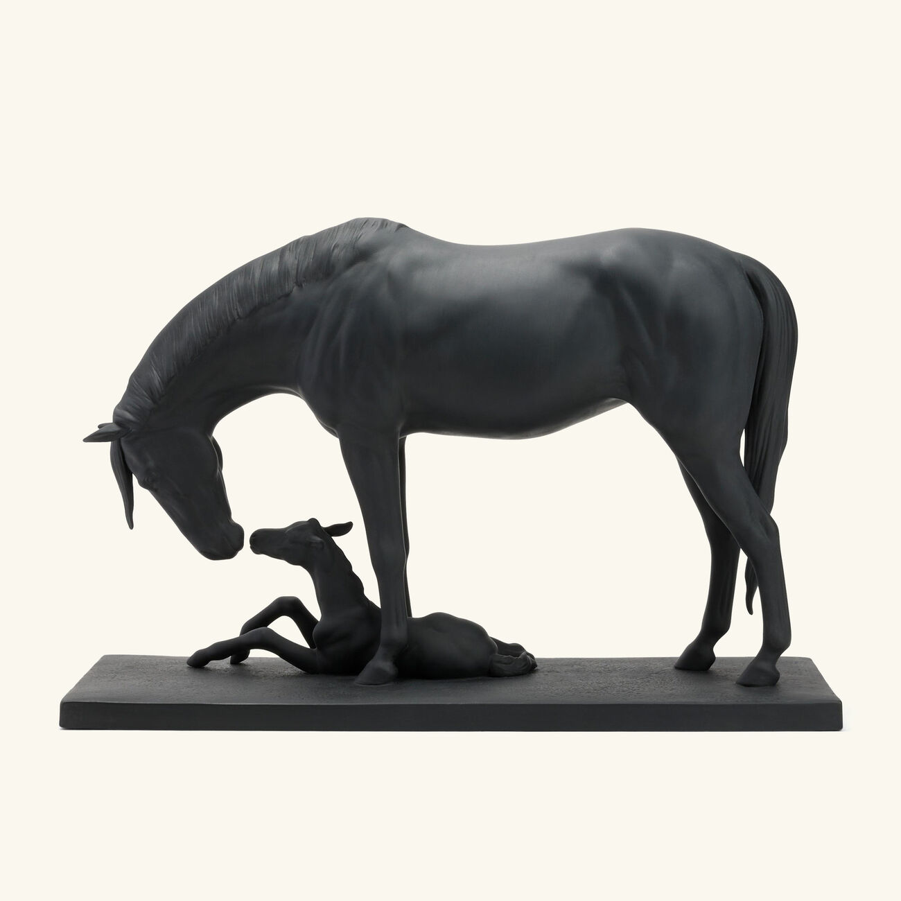 lladro mare and foal sculpture medium black