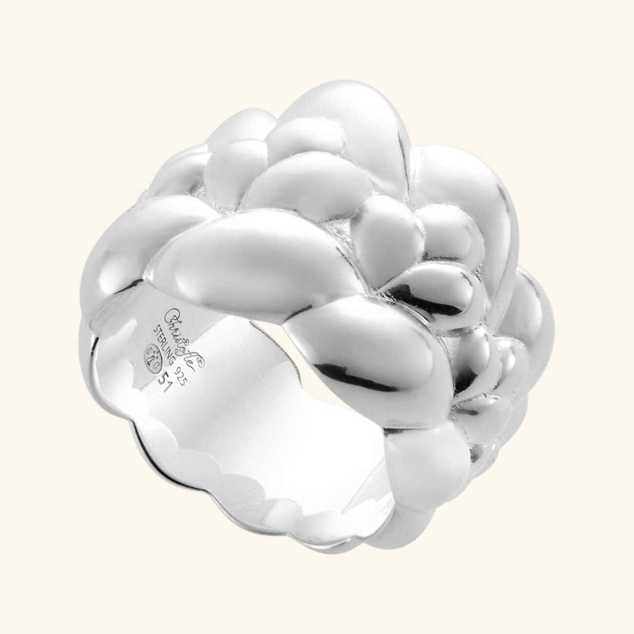 Babylone Large Bangle Ring Sterling Silver Size 55 christofle babylone large bangle ring sterling silver size 55