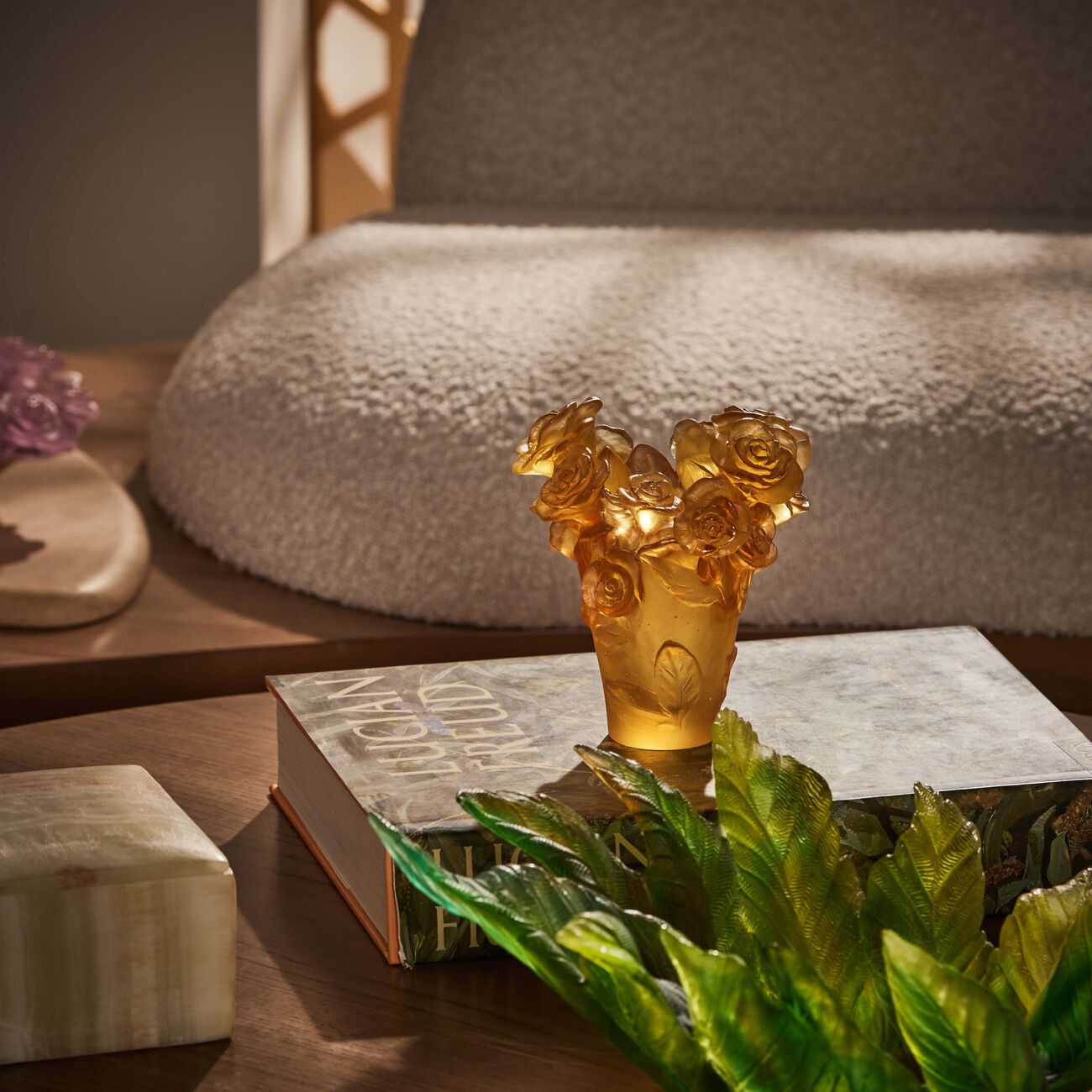 Rose Passion Vase Small Yellow daum rose passion vase small yellow