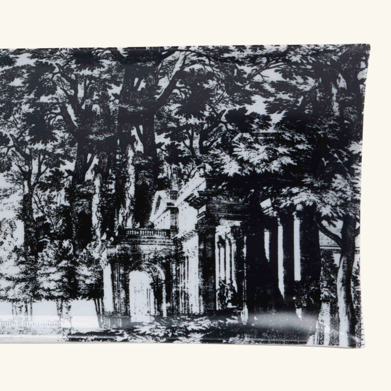 Giardino Settecentesco Tray Rectangular Small Grey fornasetti giardino settecentesco tray rectangular small grey