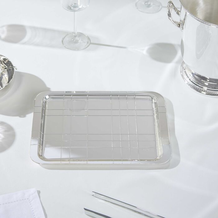 christofle graphik serving tray rectangular medium silver plated