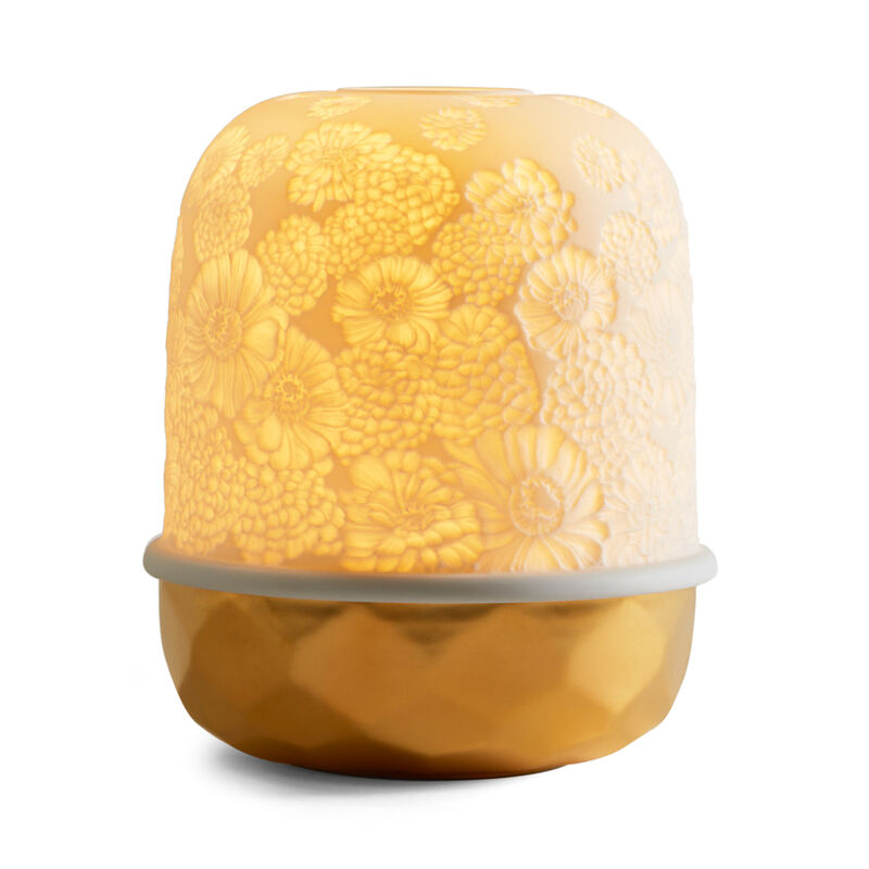 مصباح LED مزيّن بنقش على شكل زهرة الزينيا, large