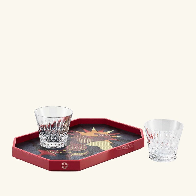 Octogone Pegasus Serving Tray Medium Red baccarat octogone pegasus serving tray medium red
