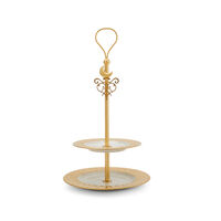 Peacock Extravaganza Gold 2-Tier Cake Stand, small