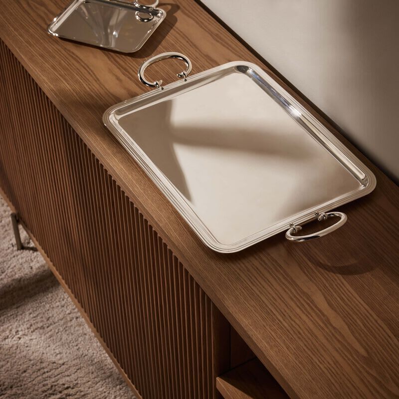 christofle albi serving tray with handles rectangular large silver plated